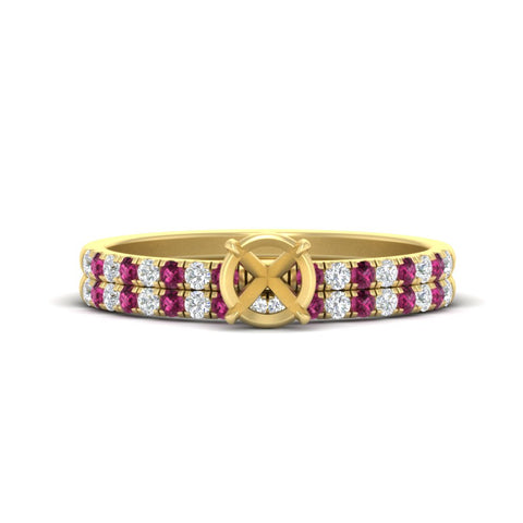Semi Mount French Pave Diamond Wedding Ring Set