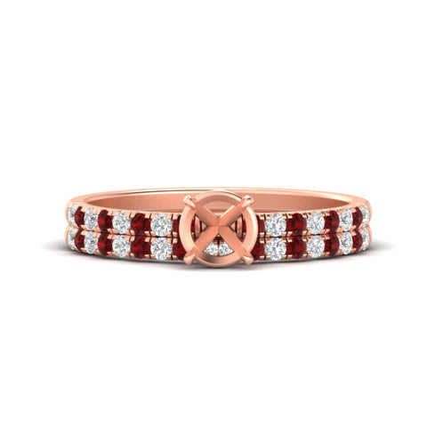 Semi Mount French Pave Diamond Wedding Ring Set