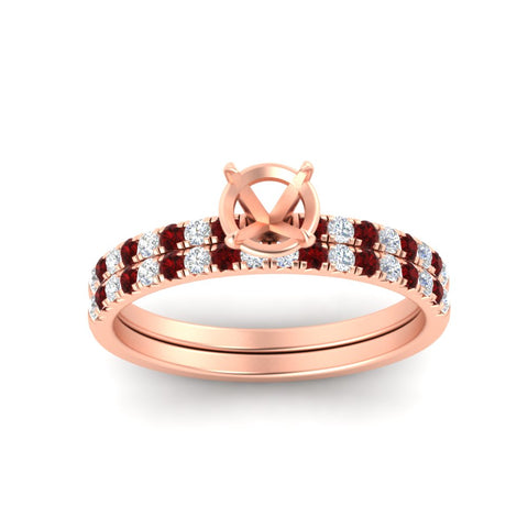 Semi Mount French Pave Diamond Wedding Ring Set