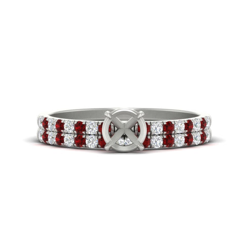Semi Mount French Pave Diamond Wedding Ring Set