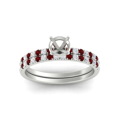 Semi Mount French Pave Diamond Wedding Ring Set