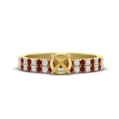 Semi Mount French Pave Diamond Wedding Ring Set