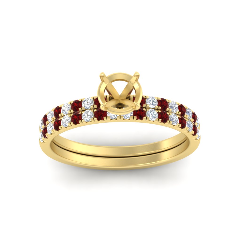 Semi Mount French Pave Diamond Wedding Ring Set