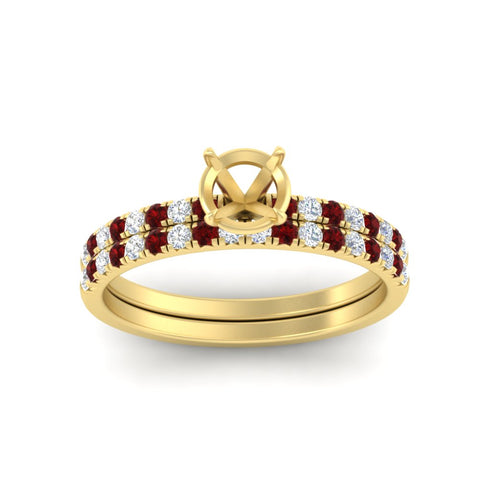 Semi Mount French Pave Diamond Wedding Ring Set
