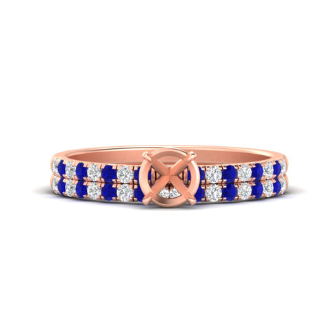 Semi Mount French Pave Diamond Wedding Ring Set