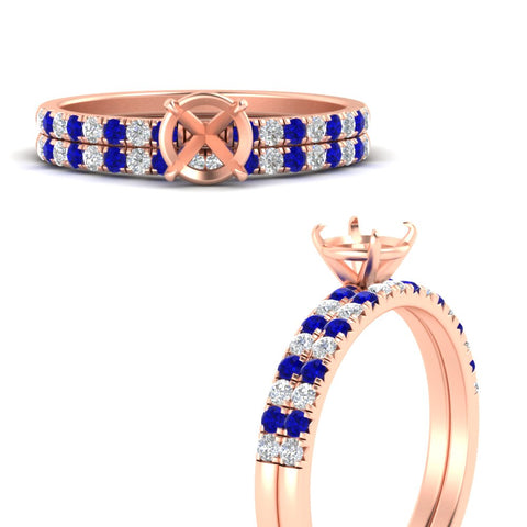 Semi Mount French Pave Diamond Wedding Ring Set