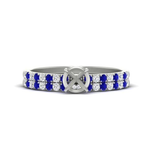 Semi Mount French Pave Diamond Wedding Ring Set