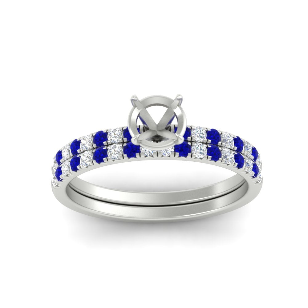 Semi Mount French Pave Diamond Wedding Ring Set