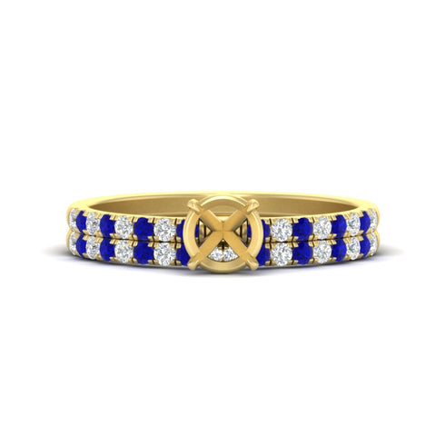 Semi Mount French Pave Diamond Wedding Ring Set