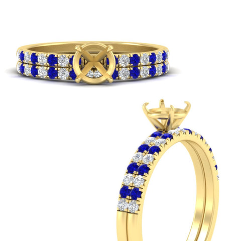 Semi Mount French Pave Diamond Wedding Ring Set