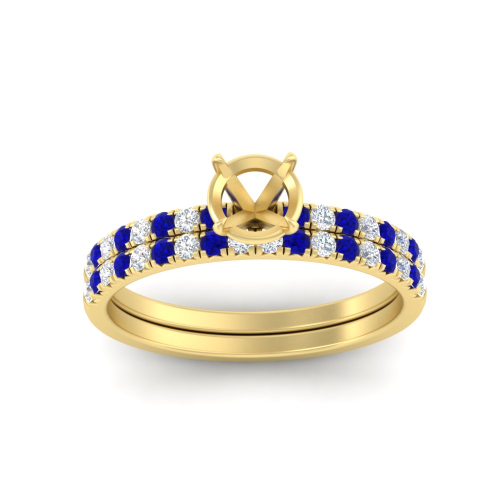 Semi Mount French Pave Diamond Wedding Ring Set