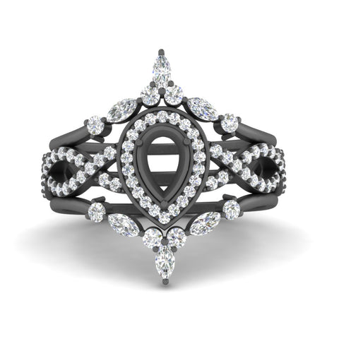 Twisted Semi Mount Halo Bridal Ring Set
