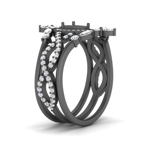 Twisted Semi Mount Halo Bridal Ring Set
