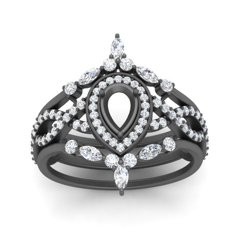 Twisted Semi Mount Halo Bridal Ring Set