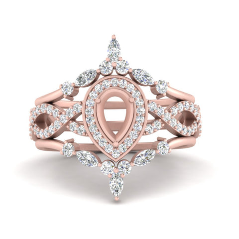 Twisted Semi Mount Halo Bridal Ring Set