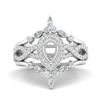 Twisted Semi Mount Halo Bridal Ring Set