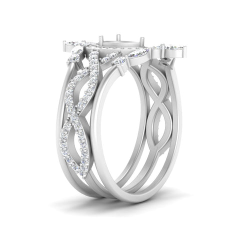 Twisted Semi Mount Halo Bridal Ring Set