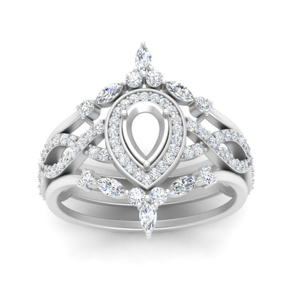 Twisted Semi Mount Halo Bridal Ring Set