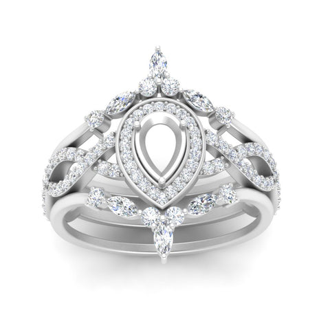 Twisted Semi Mount Halo Bridal Ring Set