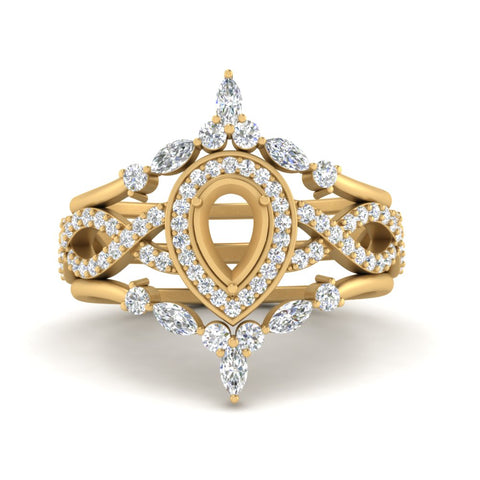 Twisted Semi Mount Halo Bridal Ring Set