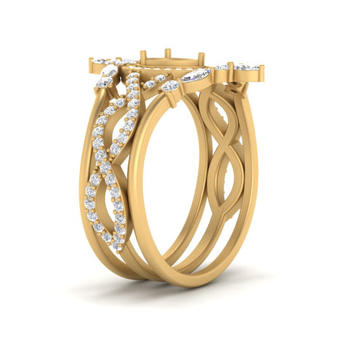 Twisted Semi Mount Halo Bridal Ring Set