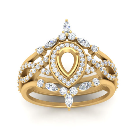 Twisted Semi Mount Halo Bridal Ring Set