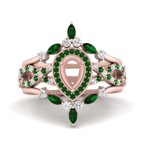 Twisted Semi Mount Halo Bridal Ring Set