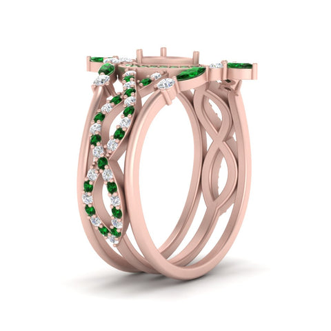Twisted Semi Mount Halo Bridal Ring Set