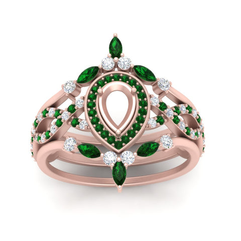 Twisted Semi Mount Halo Bridal Ring Set
