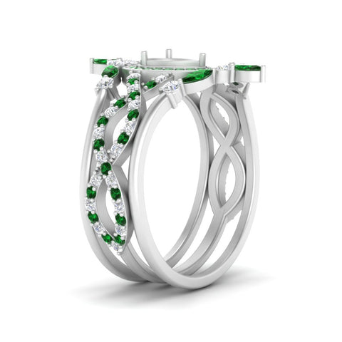 Twisted Semi Mount Halo Bridal Ring Set