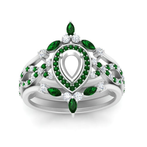 Twisted Semi Mount Halo Bridal Ring Set