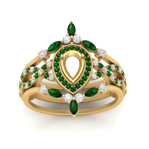 Twisted Semi Mount Halo Bridal Ring Set