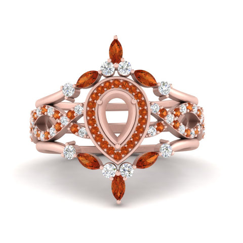 Twisted Semi Mount Halo Bridal Ring Set