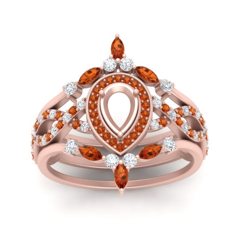 Twisted Semi Mount Halo Bridal Ring Set