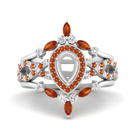 Twisted Semi Mount Halo Bridal Ring Set