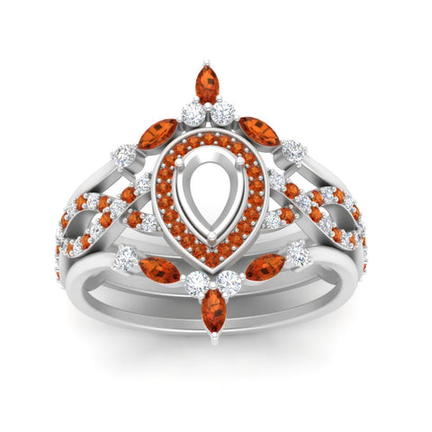 Twisted Semi Mount Halo Bridal Ring Set