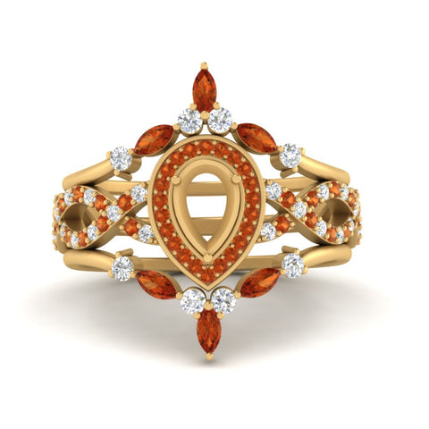 Twisted Semi Mount Halo Bridal Ring Set