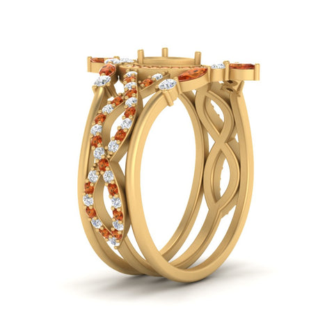 Twisted Semi Mount Halo Bridal Ring Set