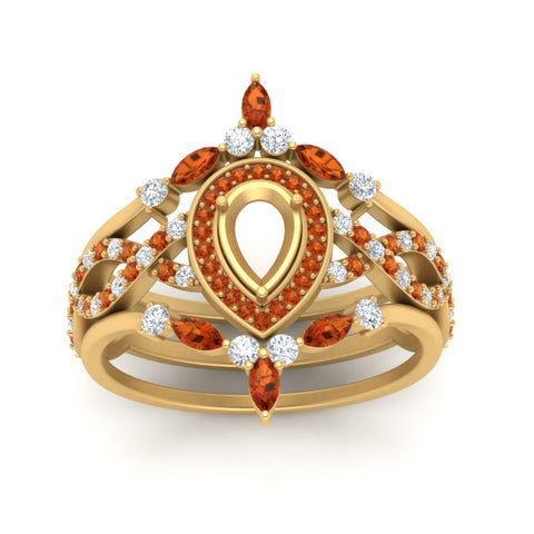 Twisted Semi Mount Halo Bridal Ring Set