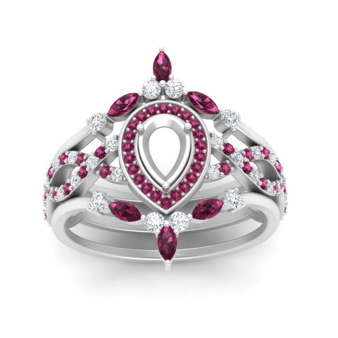 Twisted Semi Mount Halo Bridal Ring Set