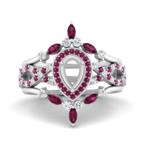 Twisted Semi Mount Halo Bridal Ring Set