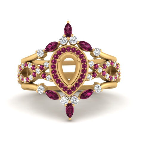 Twisted Semi Mount Halo Bridal Ring Set