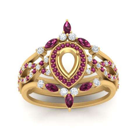 Twisted Semi Mount Halo Bridal Ring Set