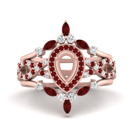 Twisted Semi Mount Halo Bridal Ring Set