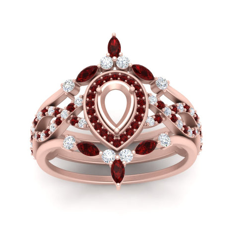 Twisted Semi Mount Halo Bridal Ring Set