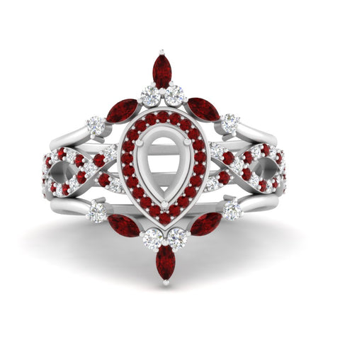 Twisted Semi Mount Halo Bridal Ring Set