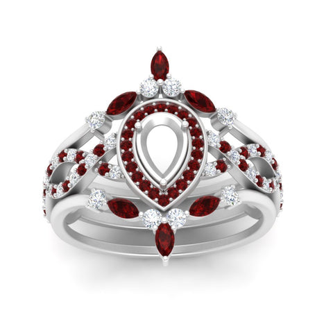 Twisted Semi Mount Halo Bridal Ring Set