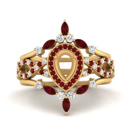 Twisted Semi Mount Halo Bridal Ring Set