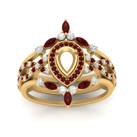 Twisted Semi Mount Halo Bridal Ring Set
