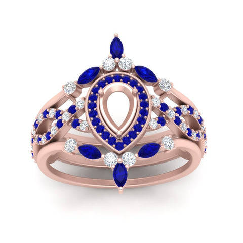 Twisted Semi Mount Halo Bridal Ring Set